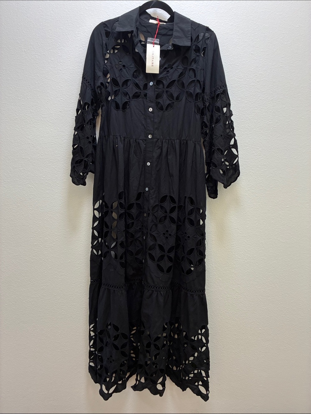 Solitaire Black Eyelet Laser cut Maxi Dress